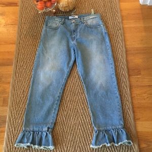 MSGM Milano Distressed Flare Bottom Jeans
